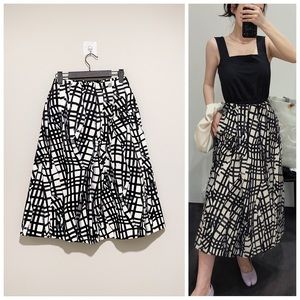 NWT Cotton Patterned Print A-Line Midi Skirt